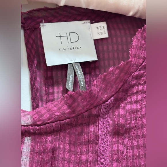 💜 Anthropologie HD in Paris Sheer Long-Sleeve Blouse - Thistle Berry  💜 - Picture 8 of 13